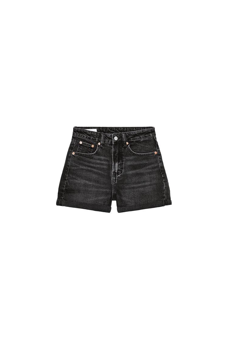 CALÇÕES BERMUDA DE CINTURA SUBIDA MOM FIT EM DENIM TRF