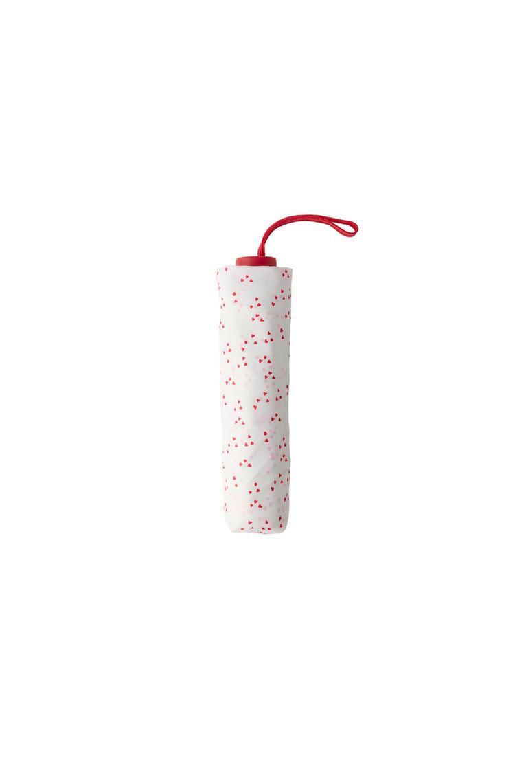 GUARDA-CHUVA DOBRÁVEL COM ESTAMPADO DE CORAÇÕES
