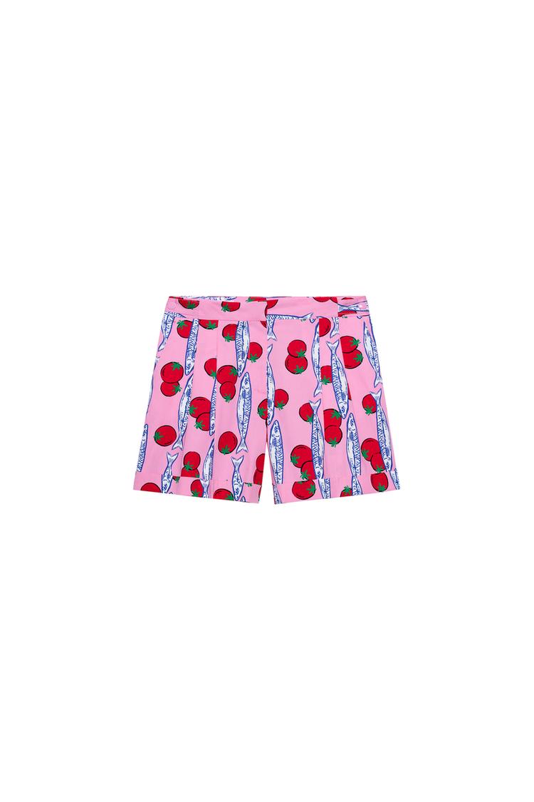CALÇÕES BERMUDA ESTAMPADOS COM PINÇAS